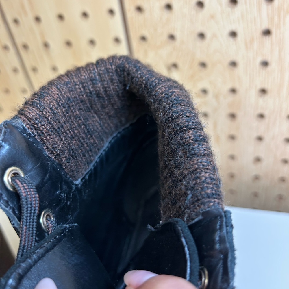 Tommy Hilfiger Black and Brown Lace Up Wedge Boots - Picture 6 of 9